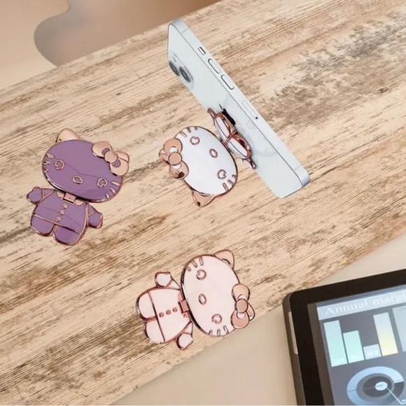 Hello Kitty Pop Socket Phone Stand Accessories with Mirror Purple and Gold - Picture 4 of 9